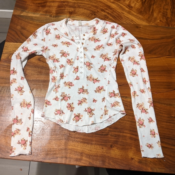 Free People - Blossom Knit Sleep Set Pants & LS Top | XS | Pink & White Floral - Picture 9 of 15